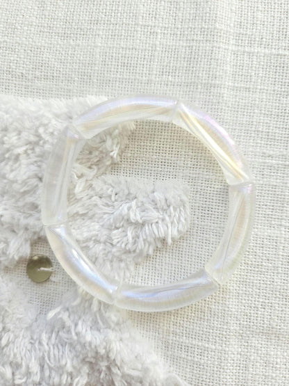 ANNA | Bracelet jonc perles incurvées | Glow argent