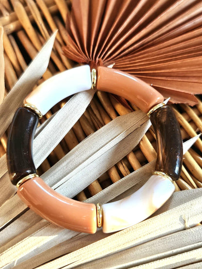 ANNA | Jonc acrylique perles tubes incurvées