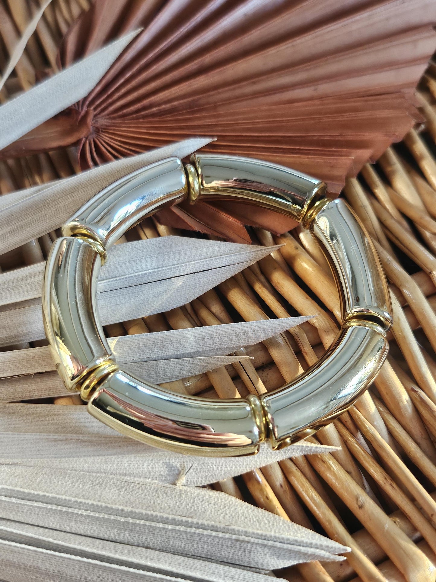 ANNA | Jonc acrylique perles tubes incurvées