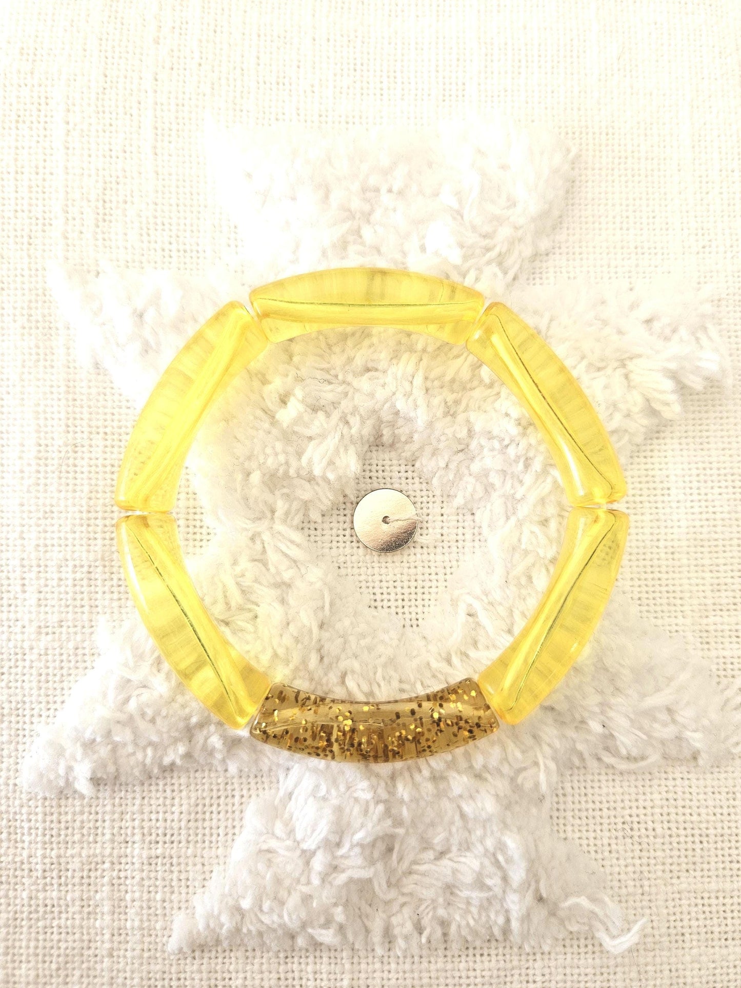 ANNA | Bracelet jonc perles incurvées | Glow jaune