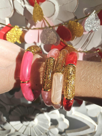 ANNA | Jonc acrylique perles tubes incurvées