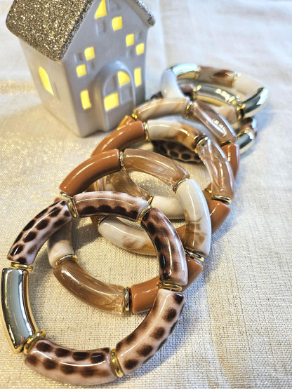 ANNA | Jonc acrylique perles tubes incurvées