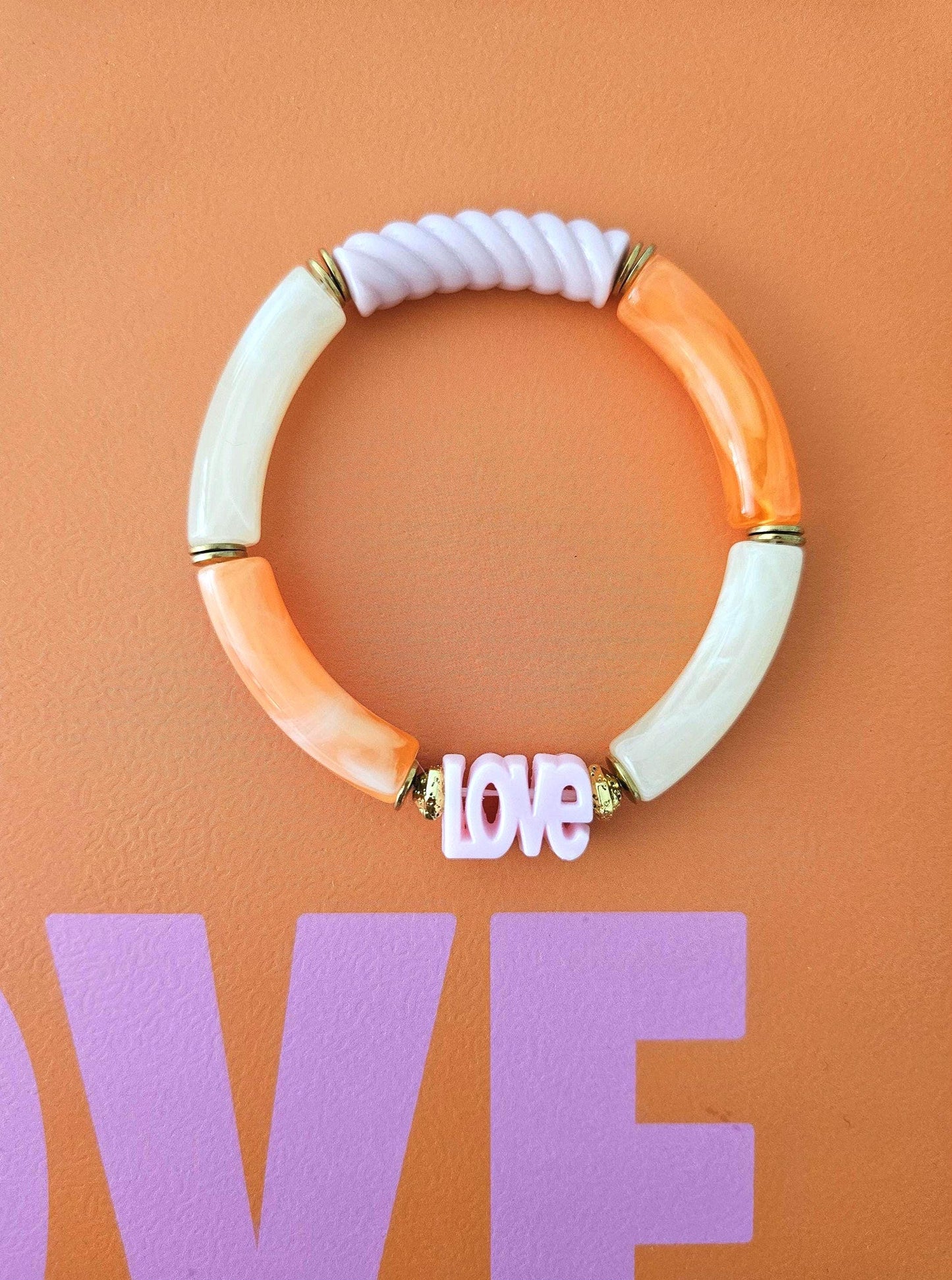 AVA | Jonc LOVE acrylique perles tubes incurvées & acier