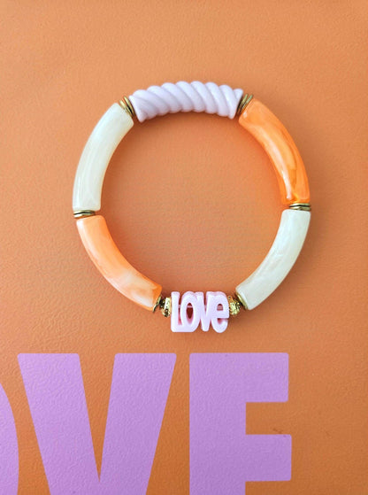 AVA | Jonc LOVE acrylique perles tubes incurvées & acier