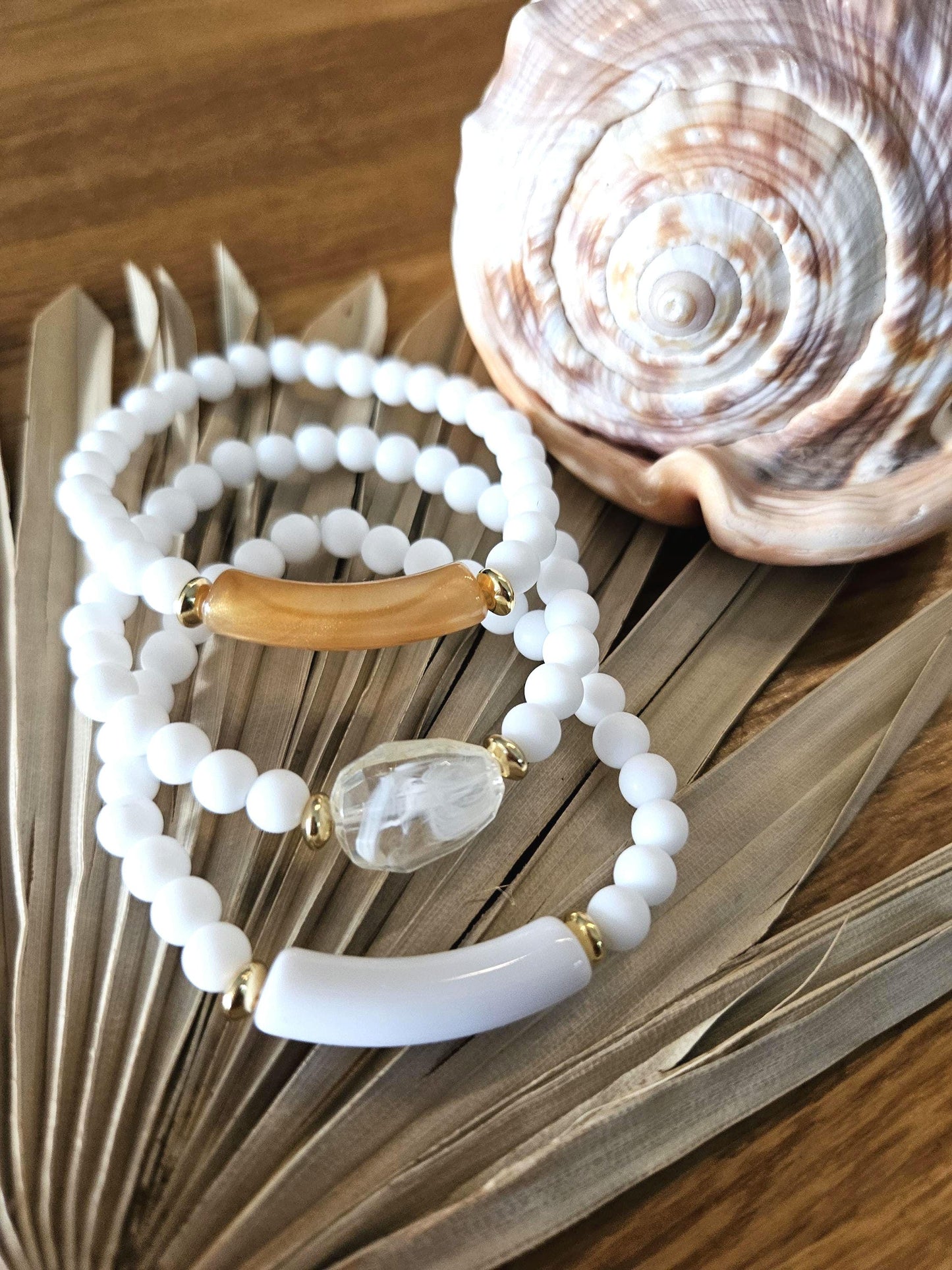 ELSA | Bracelet perles pierre naturelle, acier et acrylique