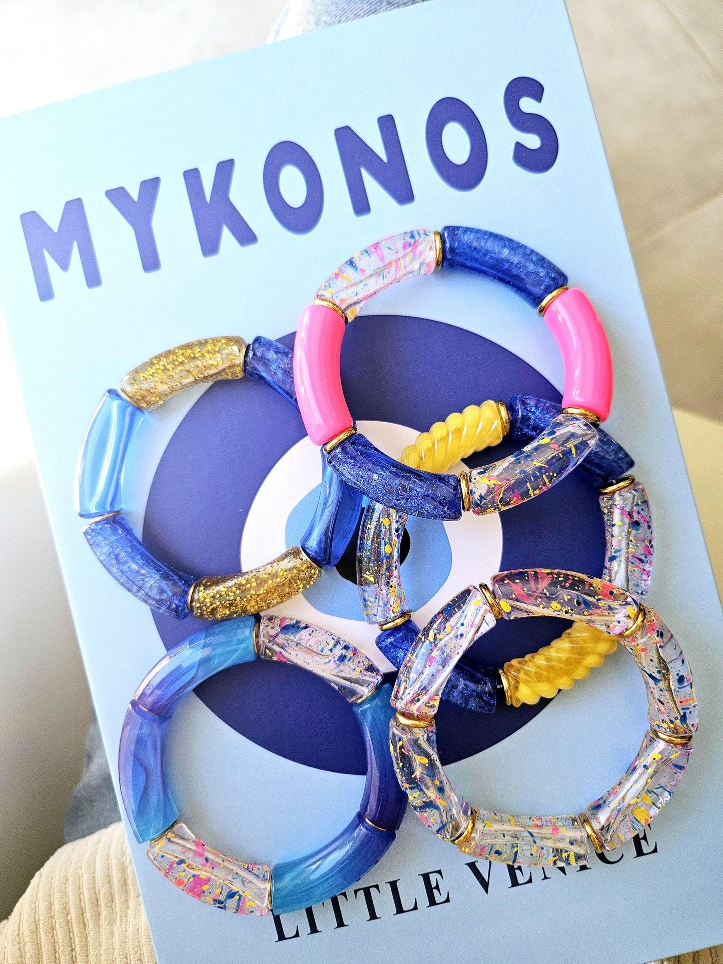 ANNA | Jonc acrylique perles tubes incurvées | MAXI Mykonos