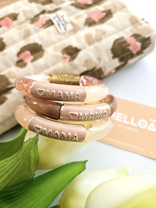 ANNA MAMA | Jonc acrylique perles tubes incurvées peach