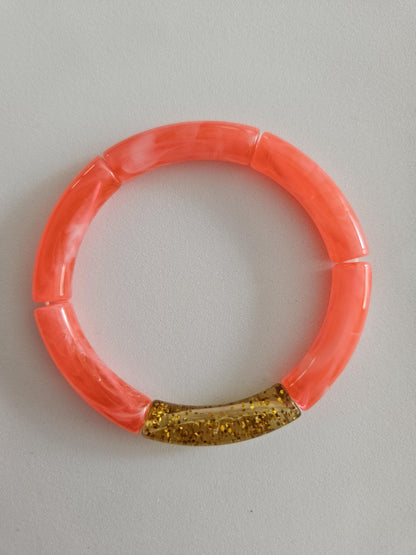 ANNA | Bracelet jonc perles incurvées | Rose Orange Jaune glitter