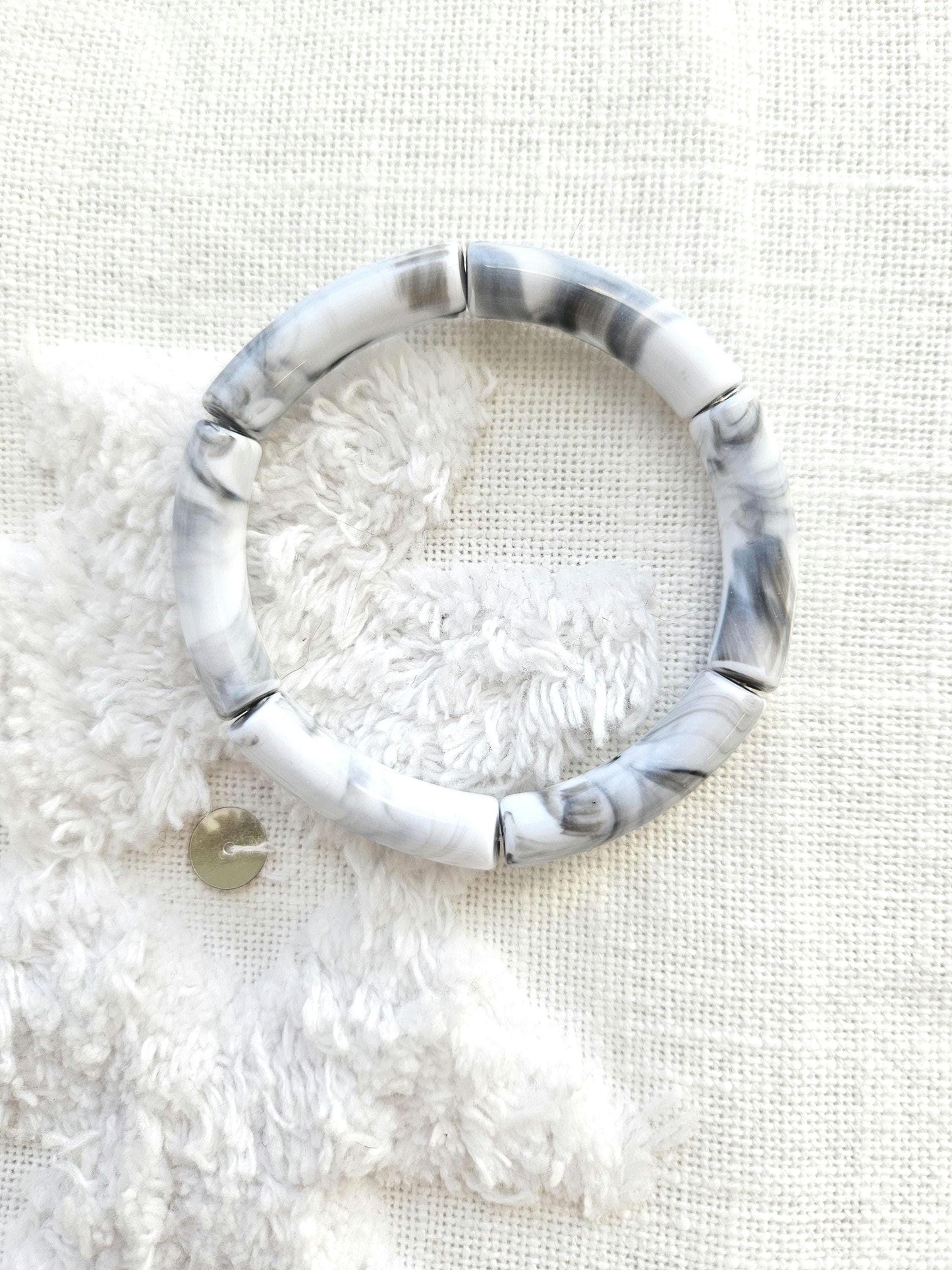 ANNA | Bracelet jonc perles incurvées | Glow argent