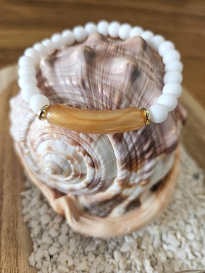 ELSA | Bracelet perles pierre naturelle, acier et acrylique