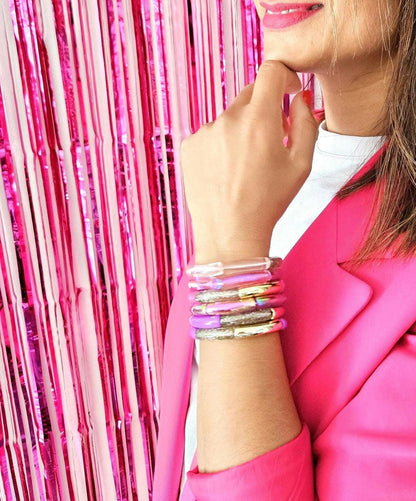 ANNA | Bracelet jonc perles incurvées | Glow violet