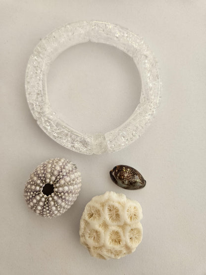 JAJA | Bracelet jonc tube perles incurvées | Glow blanc doré marron