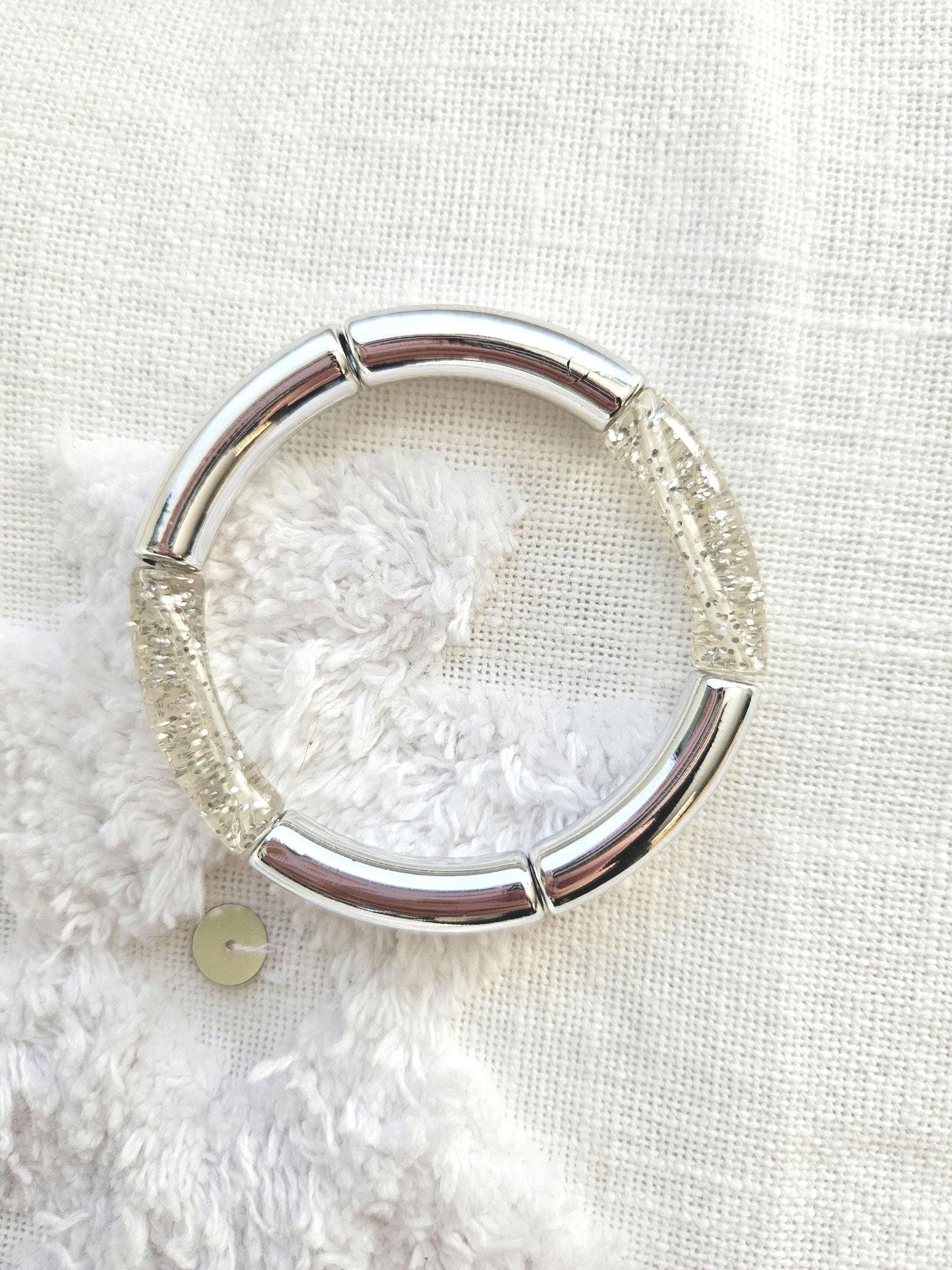 ANNA | Bracelet jonc perles incurvées | Glow argent