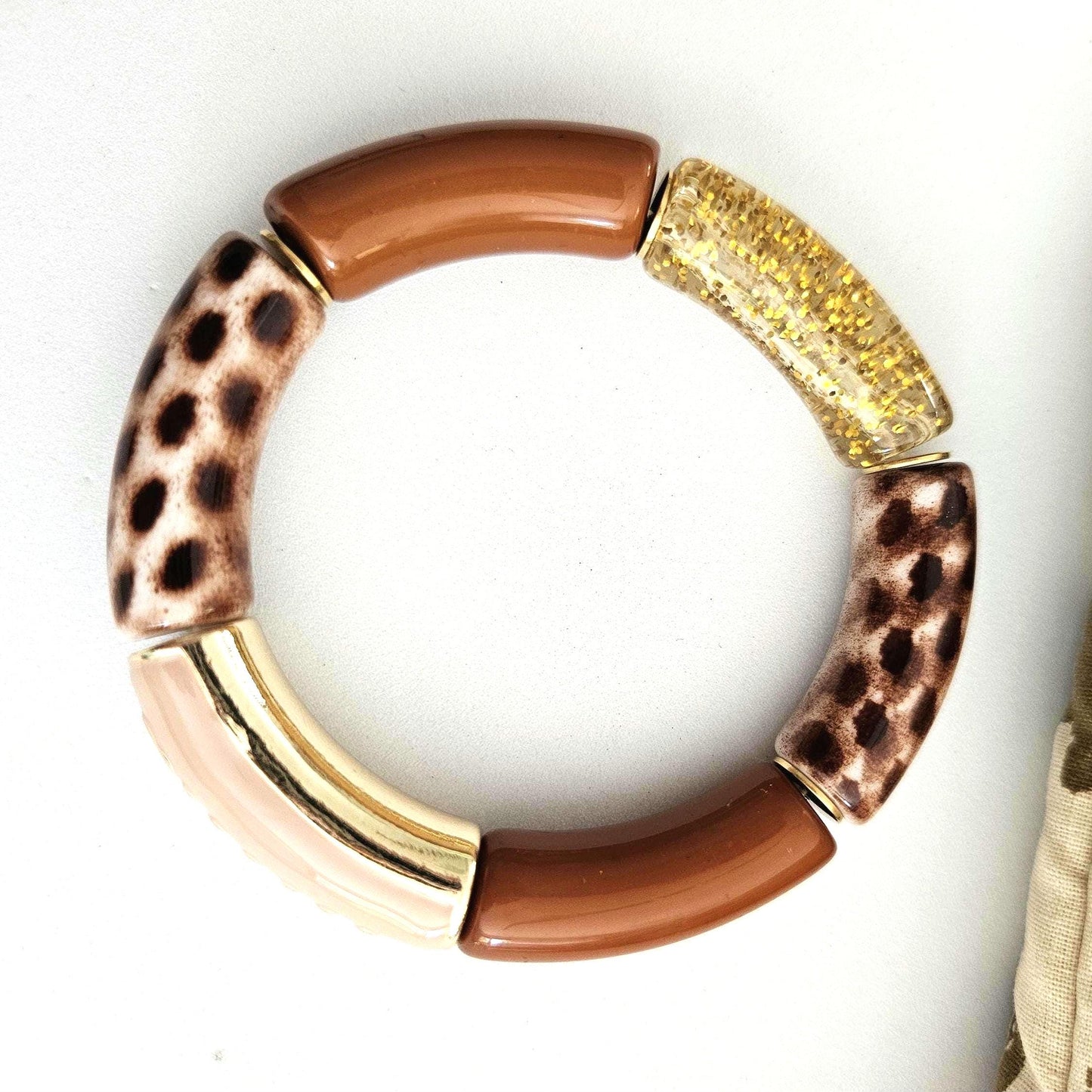 ANNA MAMA | Jonc acrylique perles tubes incurvées peach