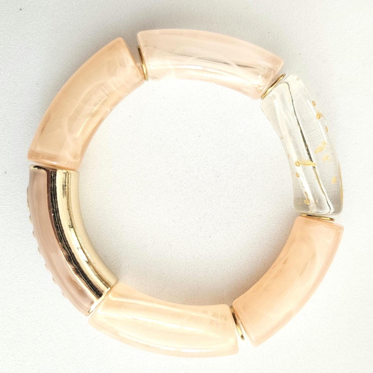 ANNA MAMA | Jonc acrylique perles tubes incurvées peach