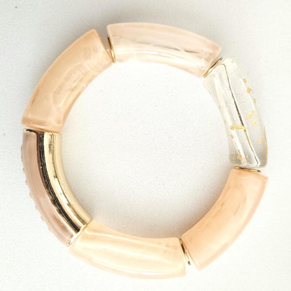 ANNA MAMA | Jonc acrylique perles tubes incurvées peach