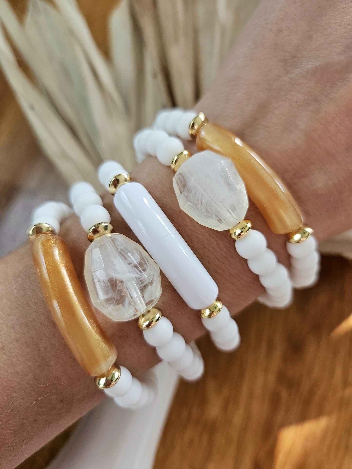 ELSA | Bracelet perles pierre naturelle, acier et acrylique