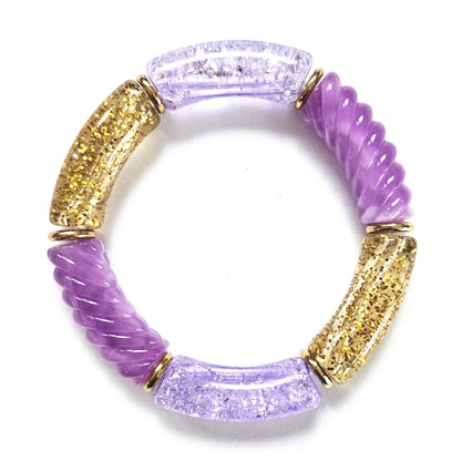 ANNA | Jonc acrylique perles tubes incurvées | MAXI Glow rose turquoise violet