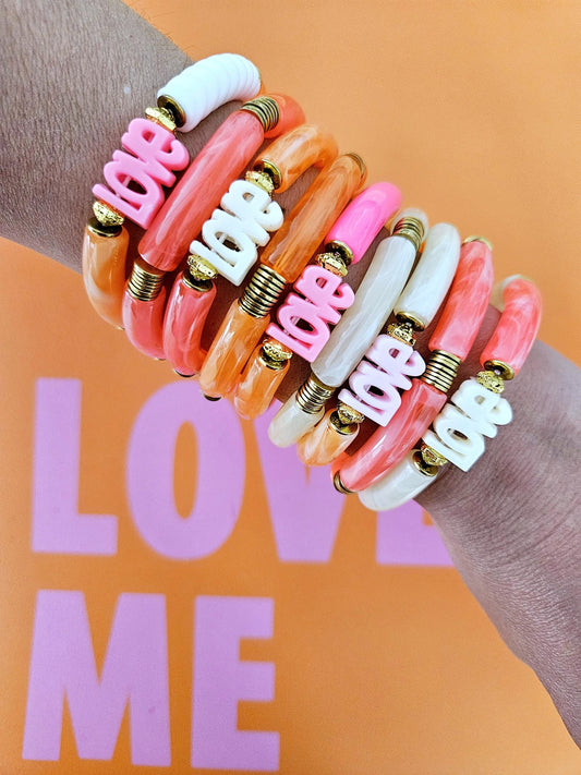 AVA | Jonc LOVE acrylique perles tubes incurvées & acier