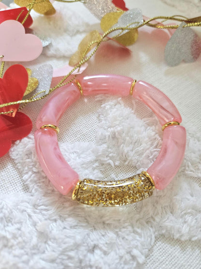 ANNA | Jonc acrylique perles tubes incurvées