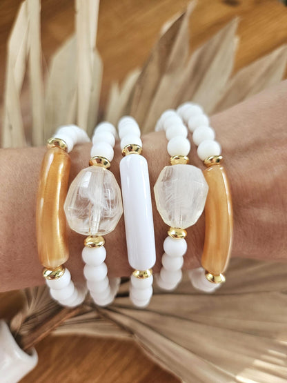 ELSA | Bracelet perles pierre naturelle, acier et acrylique