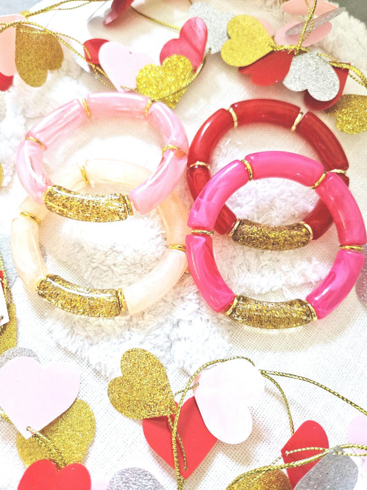 ANNA | Jonc acrylique perles tubes incurvées