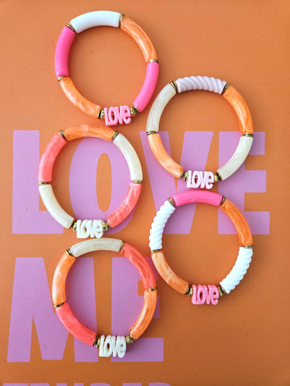 AVA | Jonc LOVE acrylique perles tubes incurvées & acier