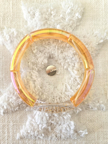 ANNA | Bracelet jonc perles incurvées | Glow orange