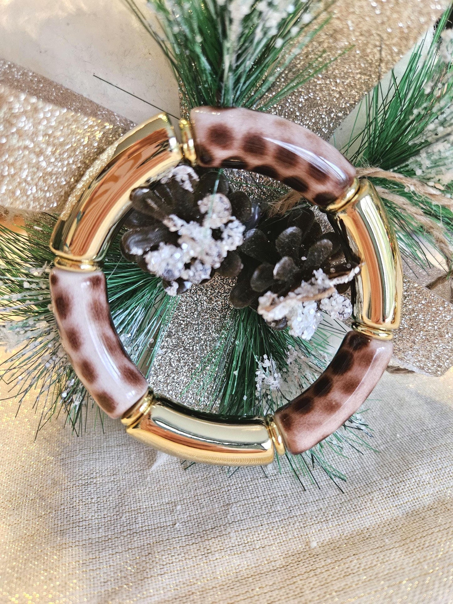 ANNA | Jonc acrylique perles tubes incurvées