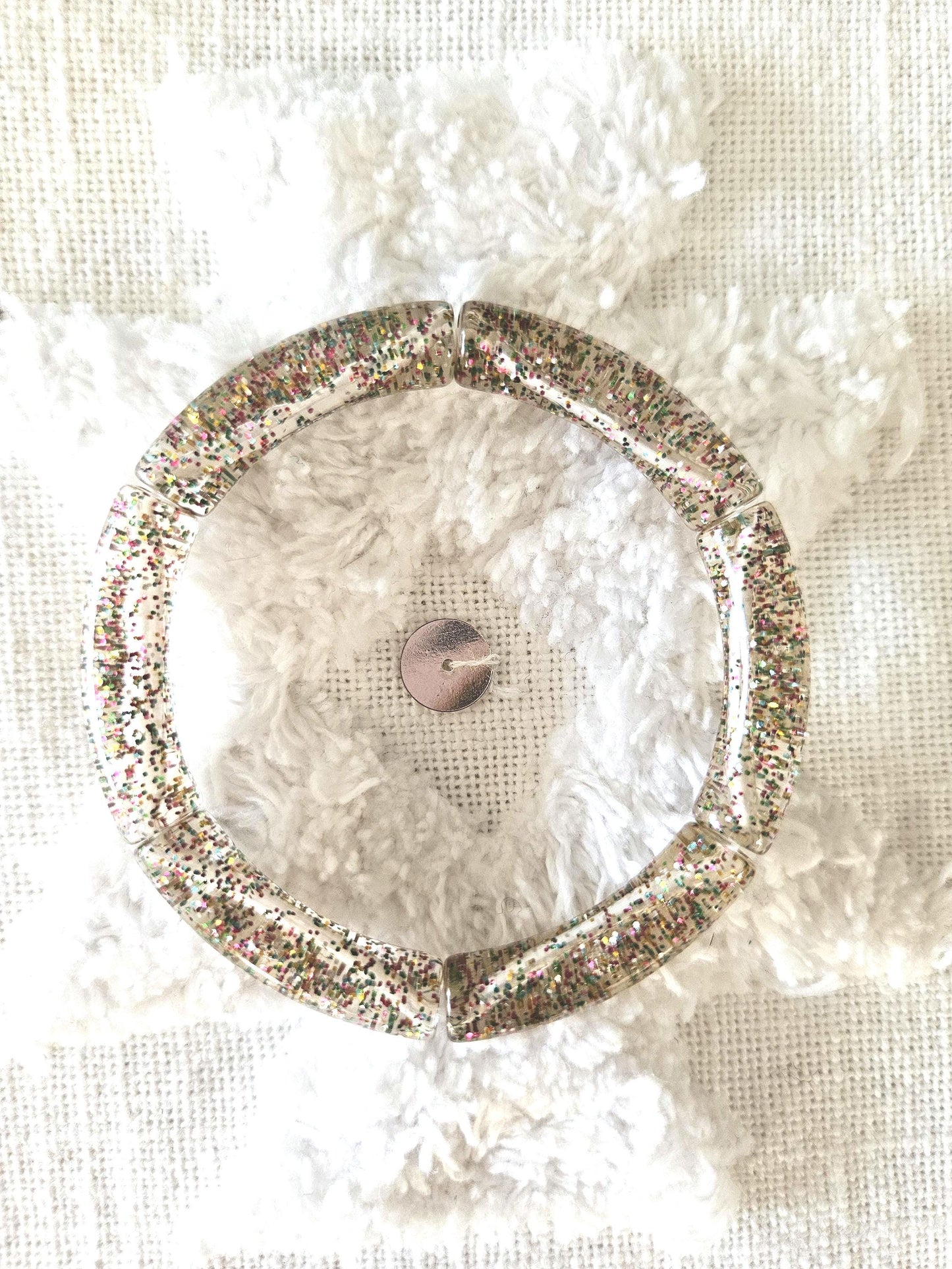 ANNA | Bracelet jonc perles incurvées | Glow violet