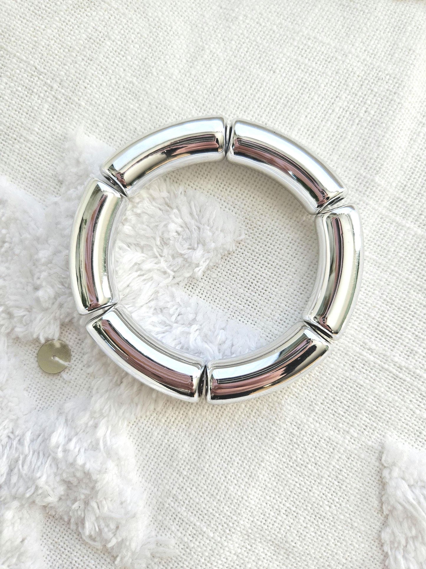 ANNA | Bracelet jonc perles incurvées | Glow argent