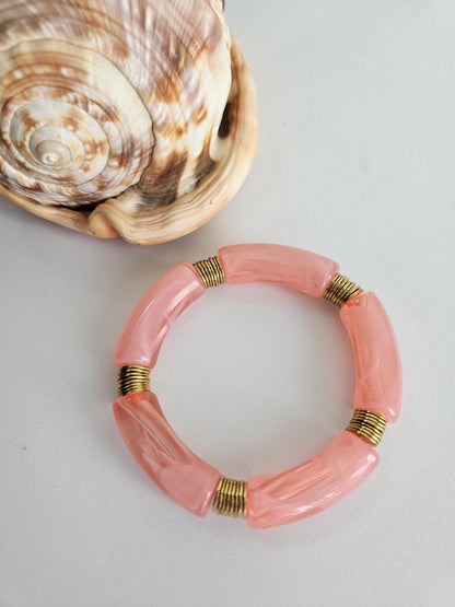 IRMA | Jonc acrylique perles tubes incurvées & acier