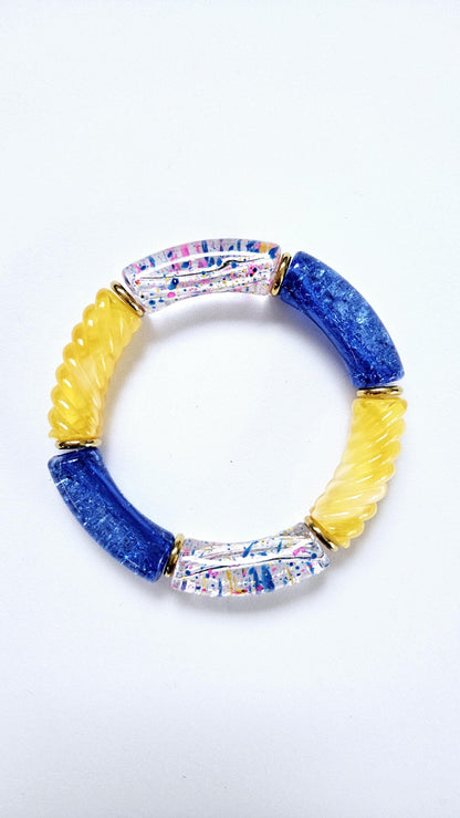 ANNA | Jonc acrylique perles tubes incurvées | MAXI Mykonos