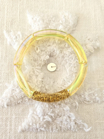 ANNA | Bracelet jonc perles incurvées | Glow jaune