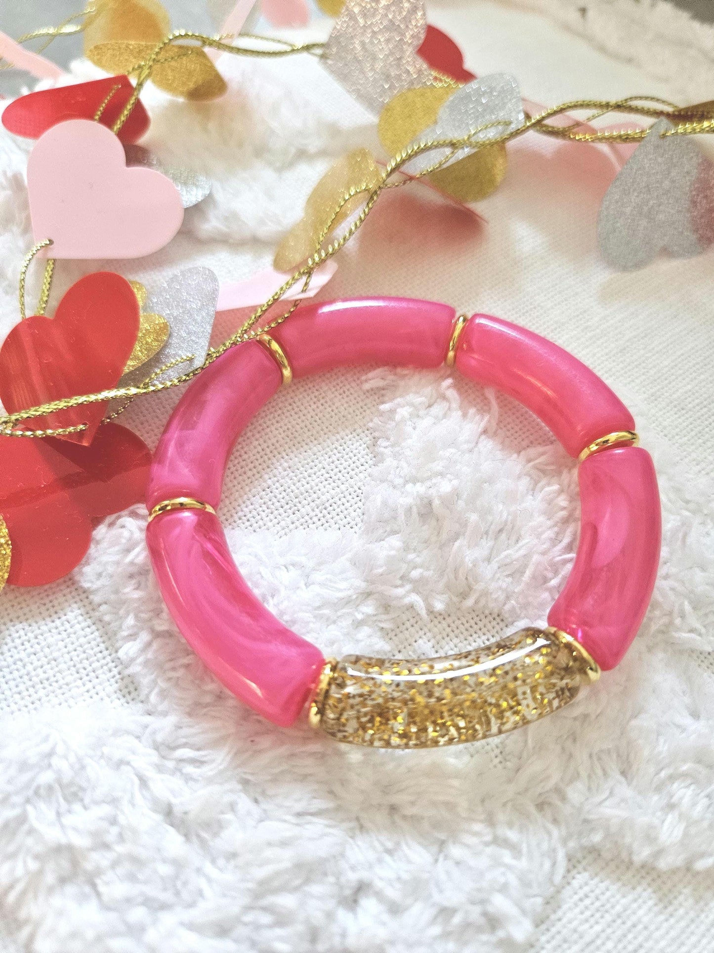 ANNA | Jonc acrylique perles tubes incurvées