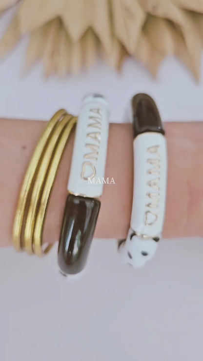 ANNA MAMA | Jonc acrylique perles tubes incurvées à pois