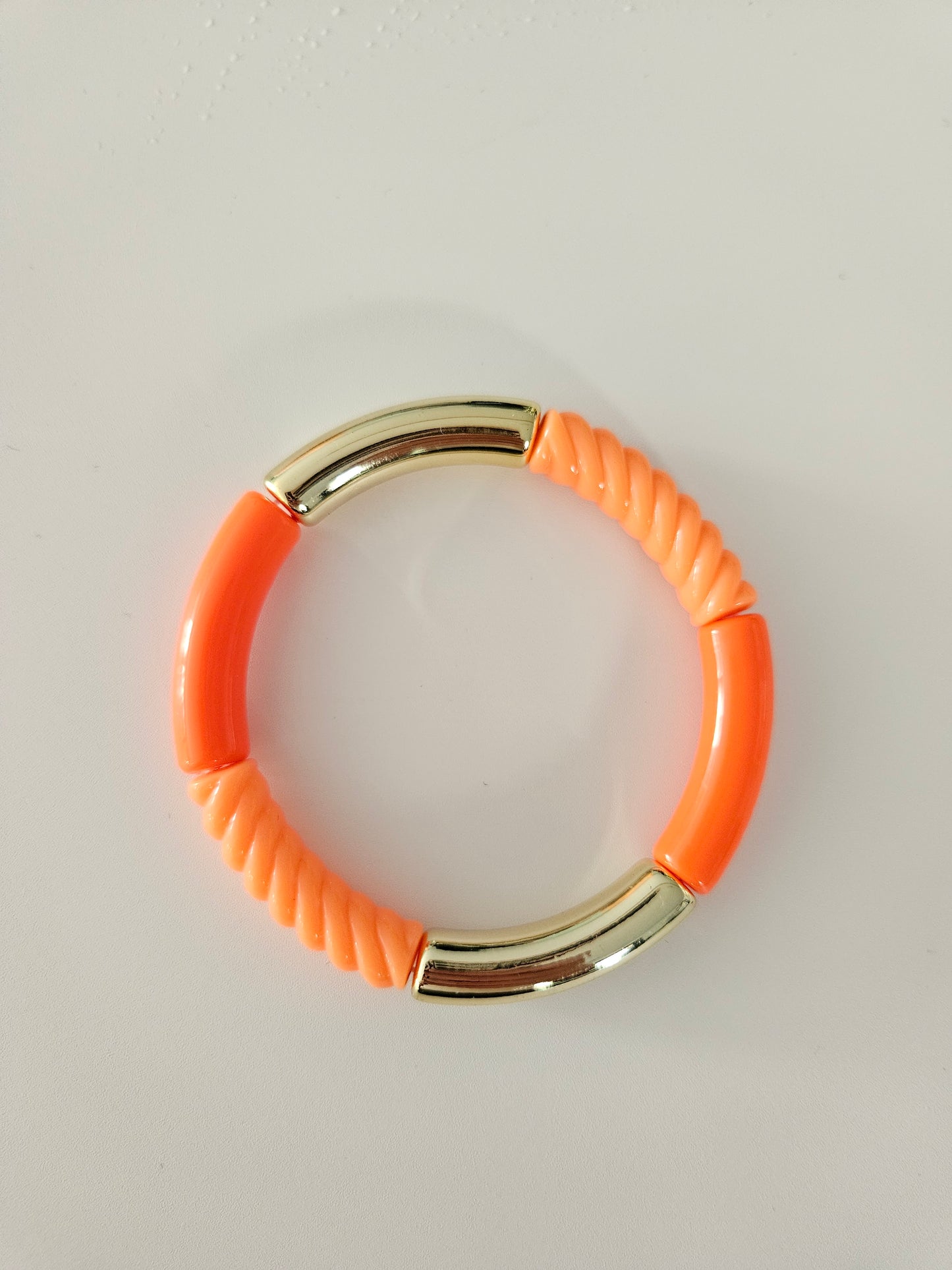 ANNA | Bracelet jonc perles incurvées | Glow orange