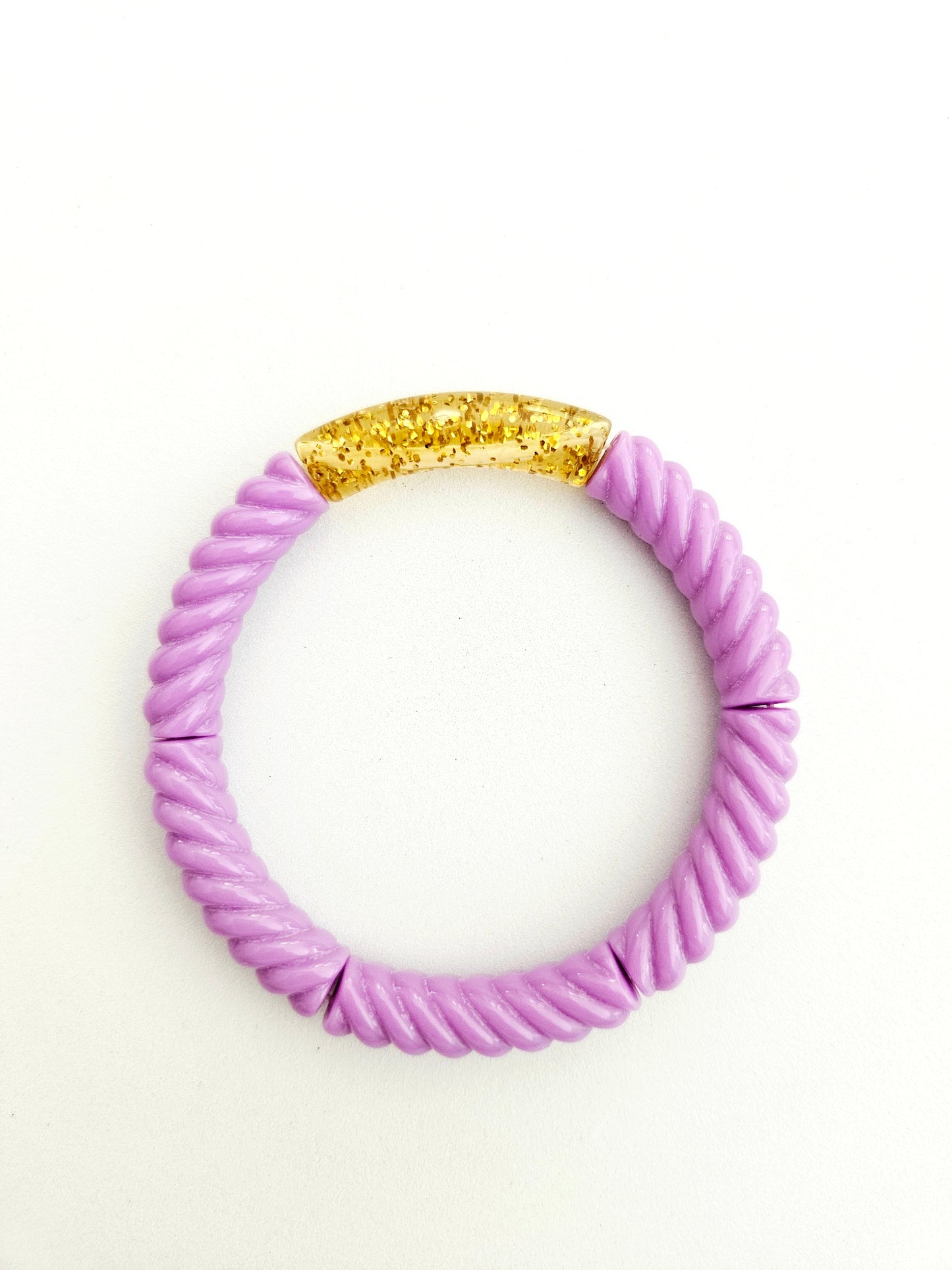 ANNA | Bracelet jonc perles incurvées | Glow violet