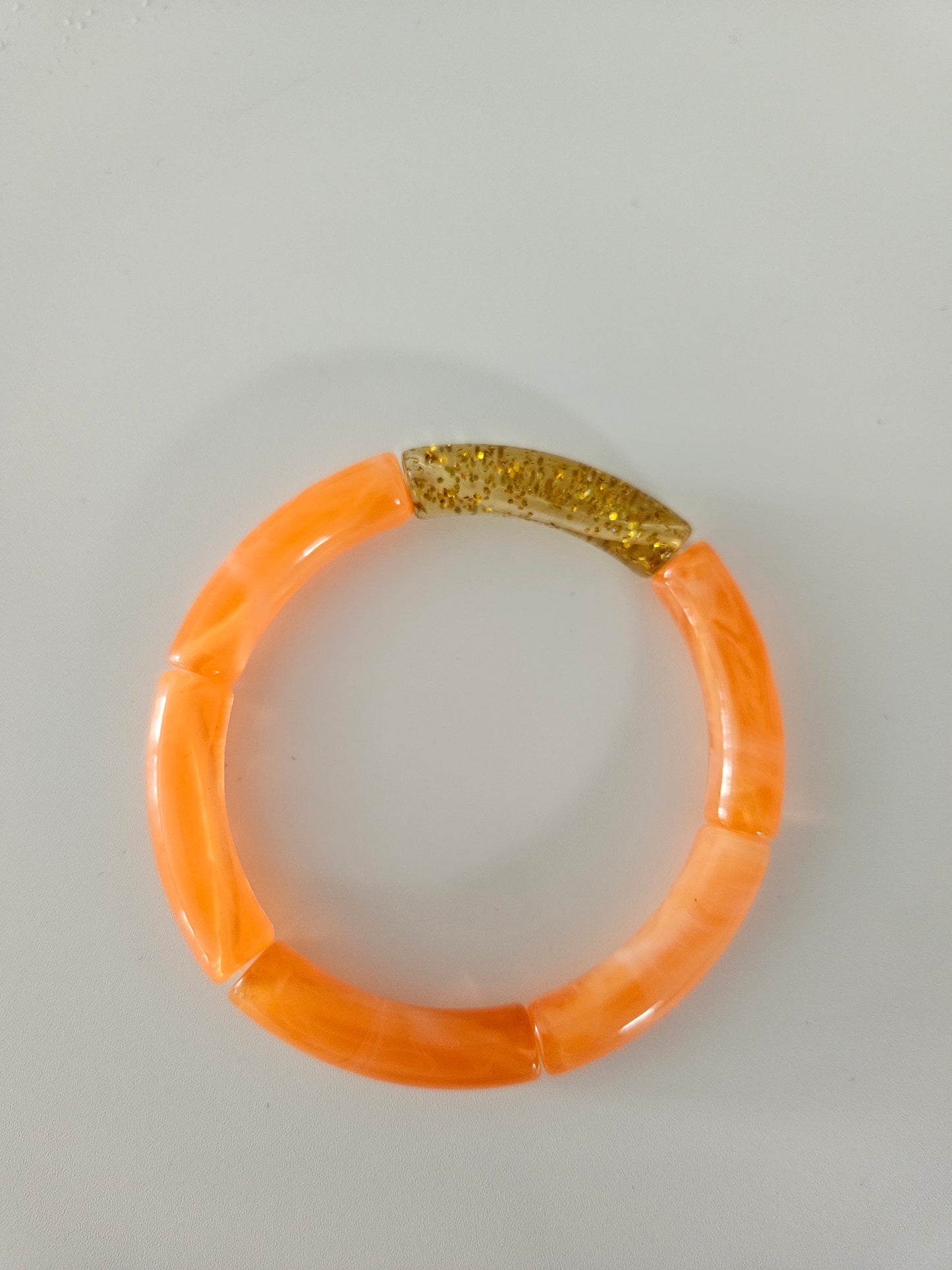 ANNA | Bracelet jonc perles incurvées | Glow orange