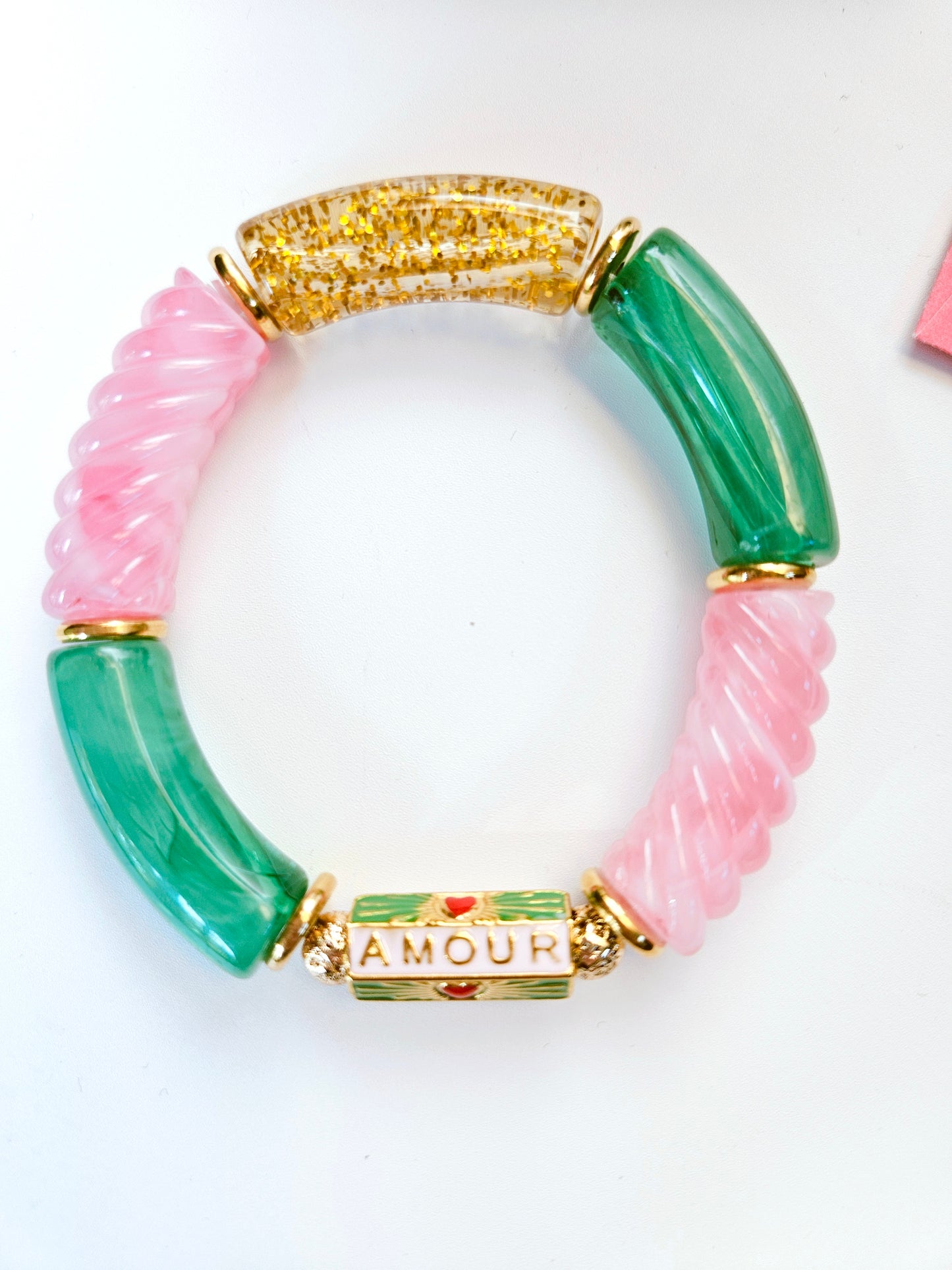 TALIMAN | Bracelets jonc talisman amour rose et vert