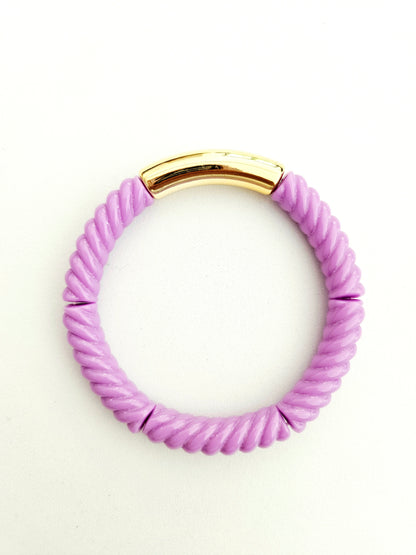 ANNA | Bracelet jonc perles incurvées | Glow violet