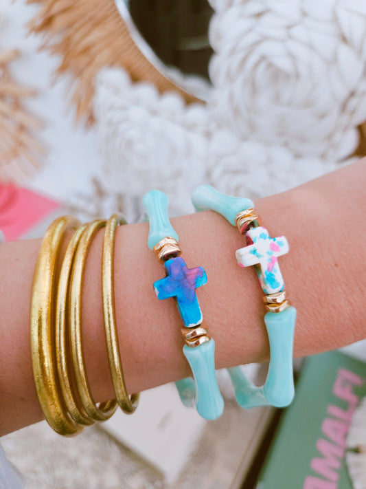 ALMA | Croix turquoise rosée