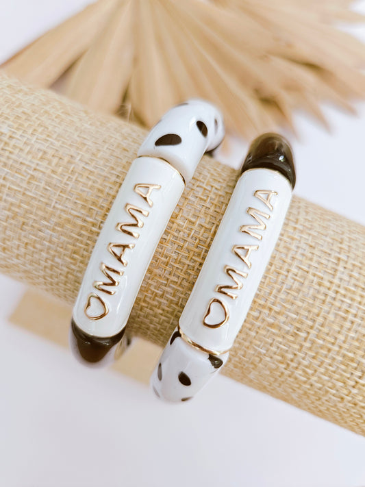 ANNA MAMA | Jonc acrylique perles tubes incurvées à pois