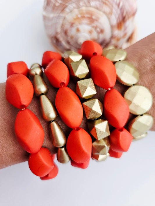 ISAURE | Bracelets acryliques or et orange
